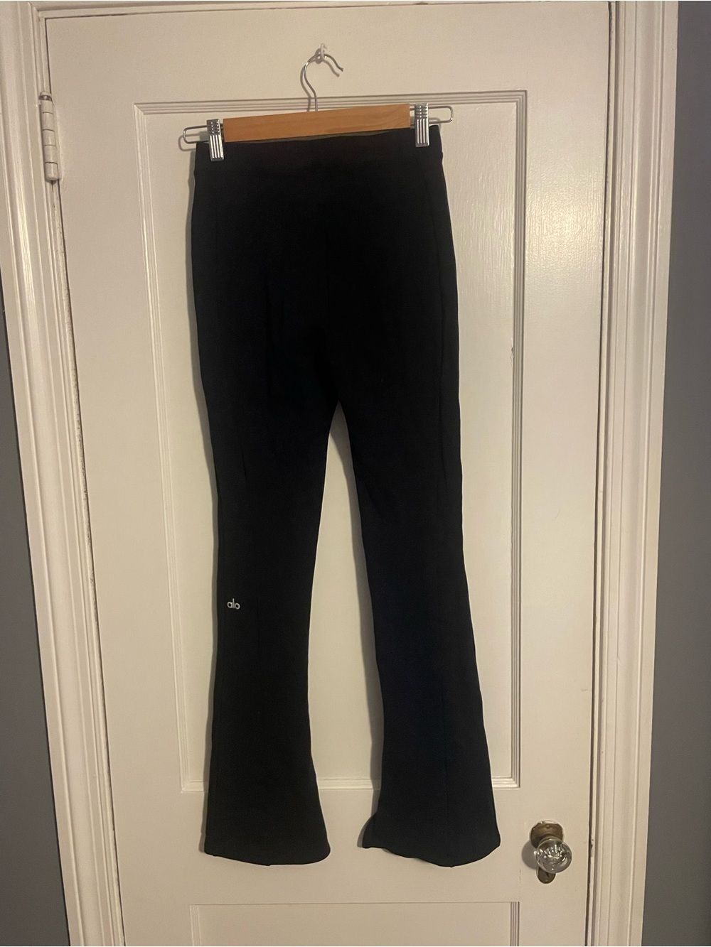 ALO Yoga Airbrush High-Waist Zip It Flare Black Leggings Women’s Size Small